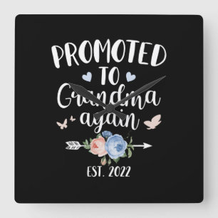 Happy Mother's Day 2022 Promoted To Grandma Again Square Wall Clock