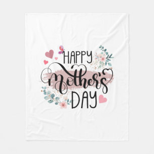 Happy Mother's Day 2025 Cute Floral for Women Mom Fleece Blanket