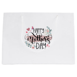 Happy Mother's Day 2025 Cute Floral for Women Mom Large Gift Bag