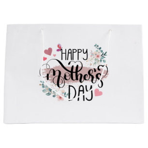 Happy Mother's Day 2025 Cute Floral for Women Mom Large Gift Bag