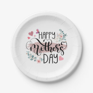 Happy Mother's Day 2025 Cute Floral for Women Mom  Paper Plate