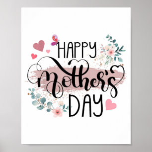 Happy Mother's Day 2025 Cute Floral for Women Mom  Poster