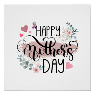 Happy Mother's Day 2025 Cute Floral for Women Mom Poster