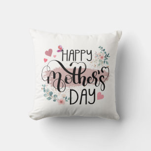 Happy Mother's Day 2025 Cute Floral for Women Mom Throw Pillow