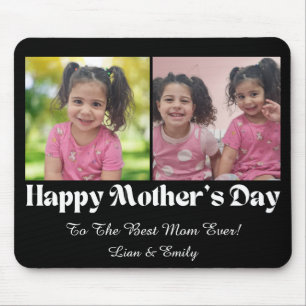 happy mothers day, 2 photos black and white mouse pad