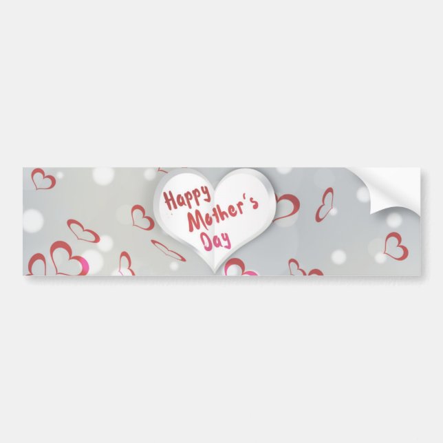 Happy Mother's Day 3D Paper Heart Bumper Sticker (Front)