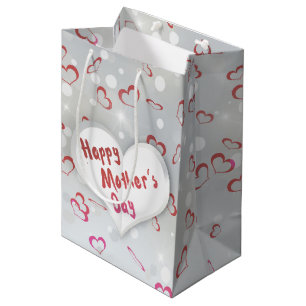 Happy Mother's Day 3D Paper Heart Medium Gift Bag