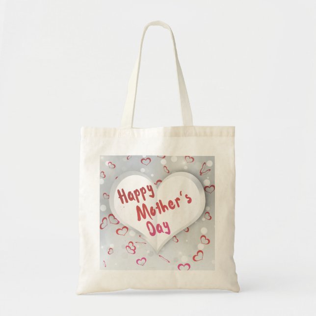 Happy Mother's Day 3D Paper Heart Tote Bag (Front)