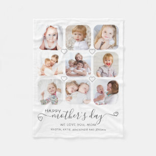 Happy Mothers Day 9 Photo Custom Message Fleece Blanket