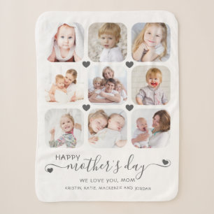 Happy Mothers Day 9 Photo Personalized Sherpa Blanket