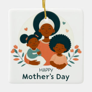 Happy Mother's Day - A Mom's Loving Embrace Ceramic Ornament
