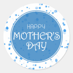 Happy Mother's Day Abstract Blue Classic Round Sticker