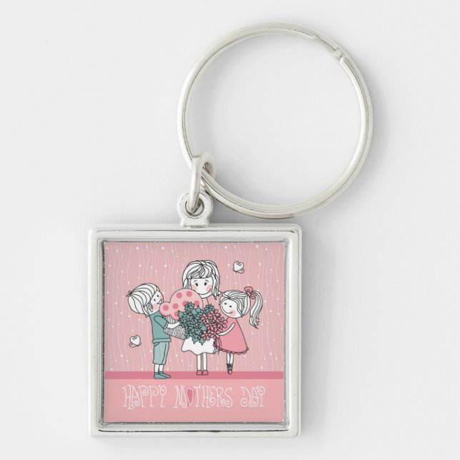 Happy Mother's Day and Children Keychain (Front)