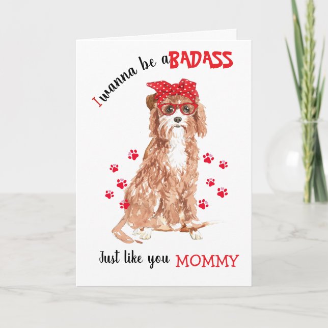Happy Mother's Day Badass from your Cavapoo Dog Card (Front)