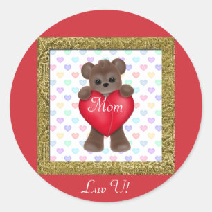 Happy Mother's Day Bears Classic Round Sticker