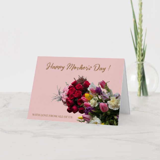 Happy Mother's Day Beautiful Flowers and Gold  Foil Holiday Card (Front)