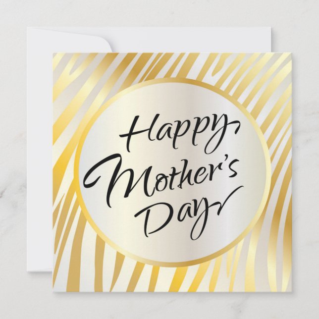 Happy Mother's Day Beautiful Gold Calligraphy Invitation (Front)
