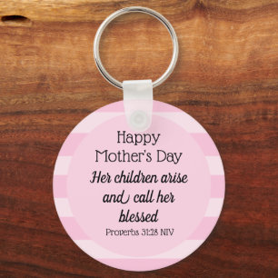 Happy Mother's Day Blessed Bible Verse Christian Keychain