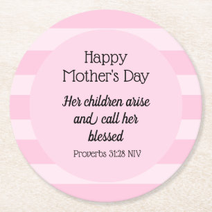 Happy Mother's Day Blessed Bible Verse Christian Round Paper Coaster