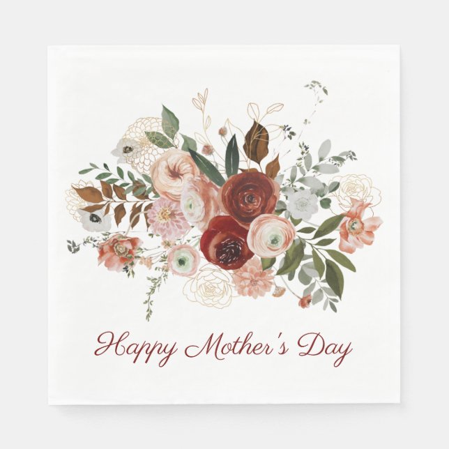 Happy Mother's Day Blush Pink Elegant Floral Napkin (Front)