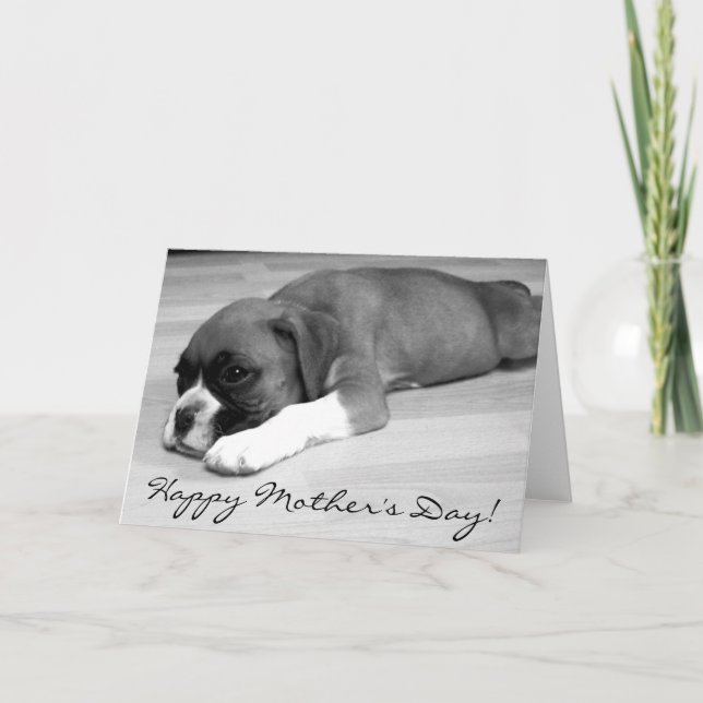 Happy Mother's Day Boxer puppy greeting card (Front)