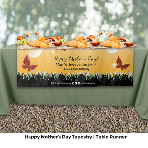 Happy Mother's Day Butterflies Event Table Runner Tapestry