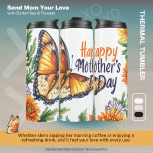 Happy Mother's Day Butterflies & Flowers Thermal Tumbler
