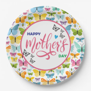 Happy Mothers Day Butterflies  Paper Plate