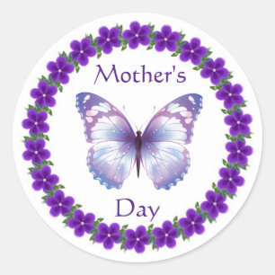 Happy Mother's Day Butterfly Classic Round Sticker