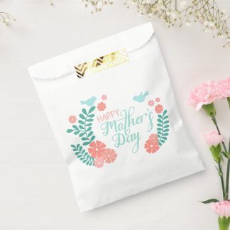 Happy mother's day calligraphy text flowers favour bag