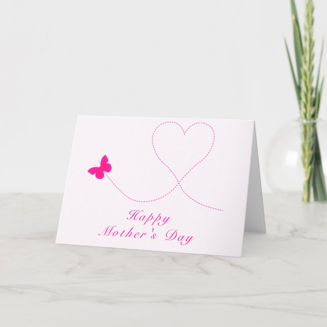 Happy Mother's Day Card Pink Butterfly Flying (Front)