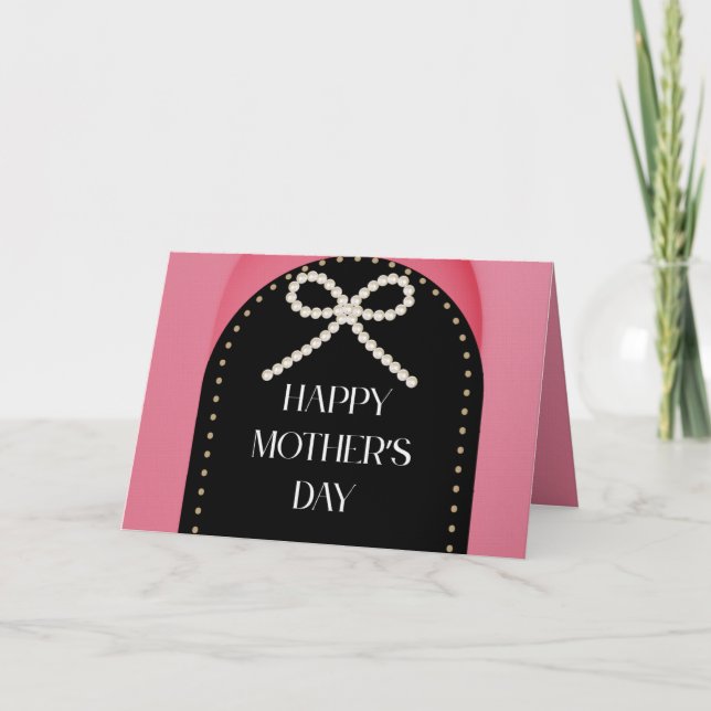 Happy Mother's Day Card Pink Gold Black  (Front)