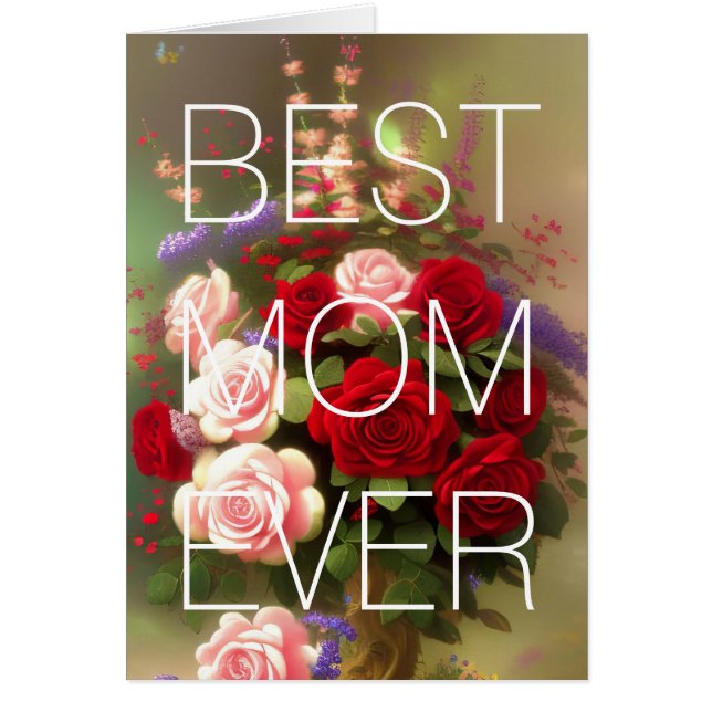 Happy Mother's Day Card Red Pink Roses Floral (Front)