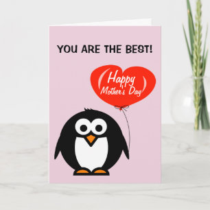 Happy Mother's Day card with cute penguin