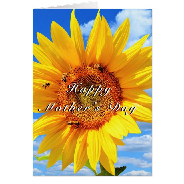 Happy Mother's Day Card with Sunflower and Bees (Front)