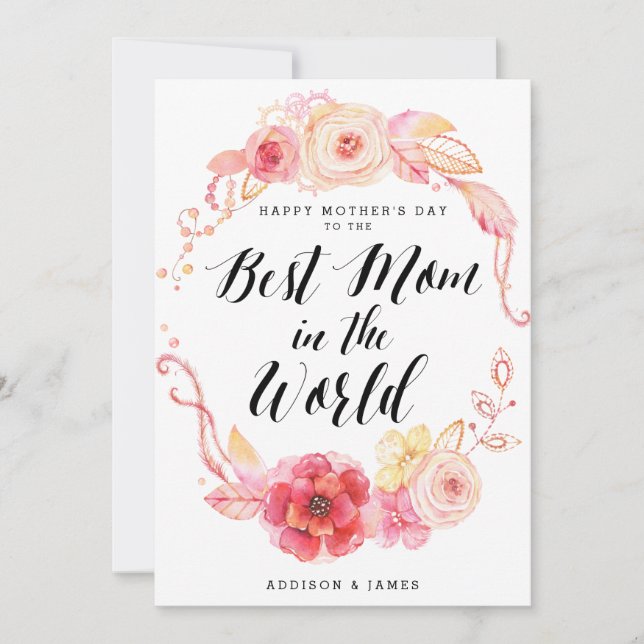 Happy Mothers Day Cards To Best Mom In The World (Front)