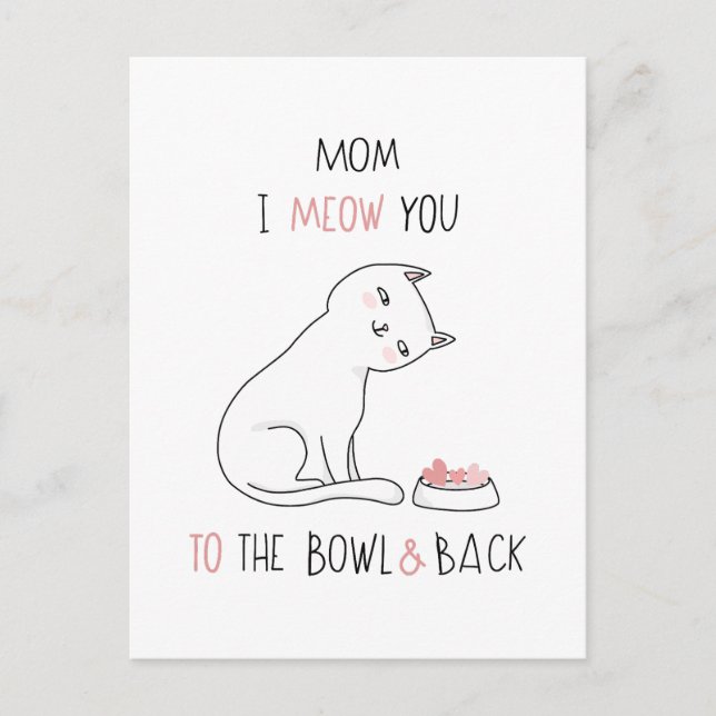Happy Mother's Day Cat Mom to the Moon and back Postcard (Front)
