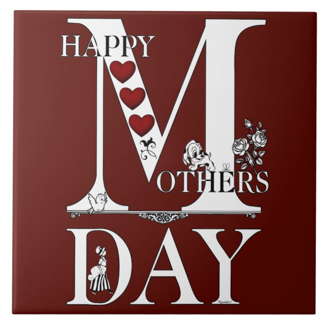 Happy Mothers Day Ceramic Photo Tile (Front)