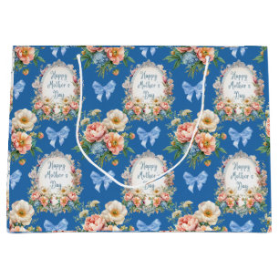 Happy Mother's Day Cerulean Blue  Large Gift Bag