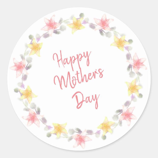 Happy Mother's Day Classic Round Sticker (Front)