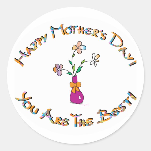 Happy Mothers Day Classic Round Sticker (Front)