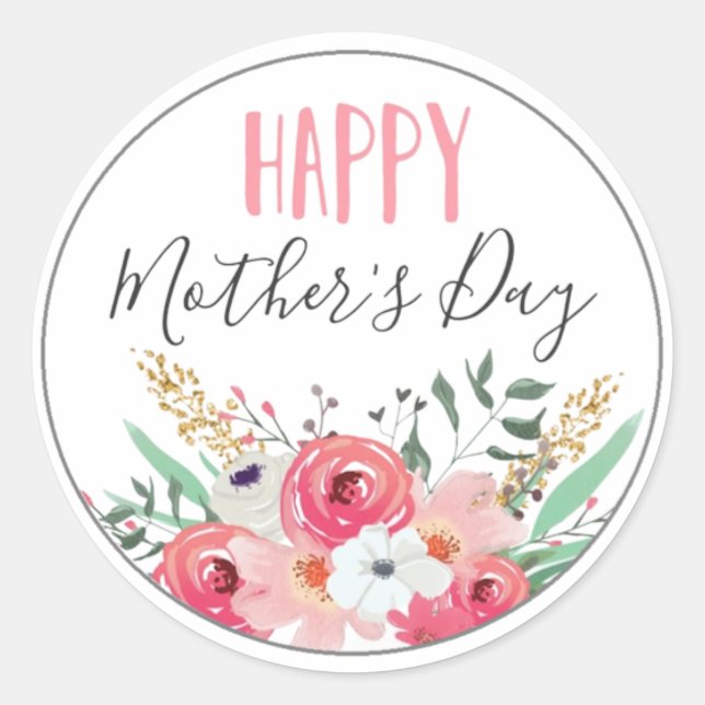 Happy Mother's Day Classic Round Sticker (Front)