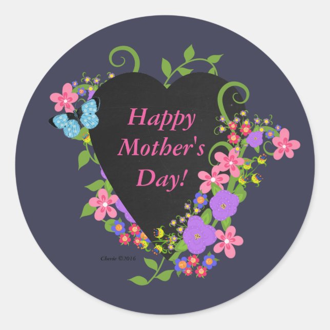 Happy Mother's Day Classic Round Sticker, Glossy Classic Round Sticker (Front)