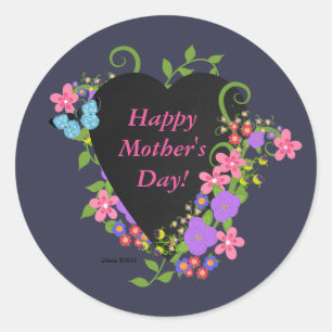 Happy Mother's Day Classic Round Sticker, Glossy Sticker