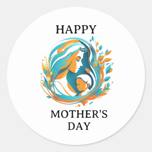 Happy Mother's Day Classic Vintage Round Sticker (Front)