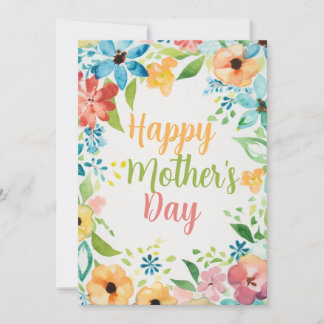 Happy Mother's Day Colorful Watercolors Flowers Invitation