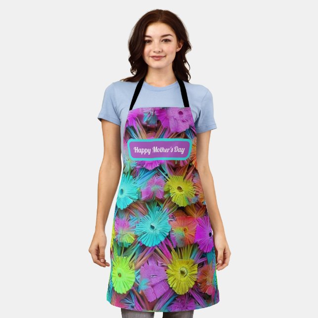 Happy mother's day colourful adornment personalize apron (Worn)