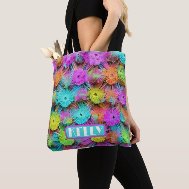 Happy mother's day colourful adornment personalize tote bag (Close Up)