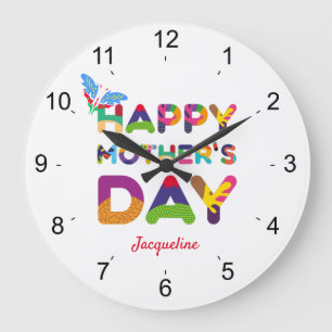 Happy Mother's Day Colourful Large Clock