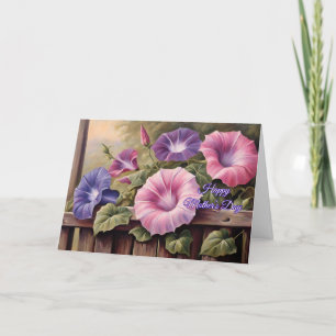 Happy Mother's Day Colourful Morning Glory Flowers Holiday Card